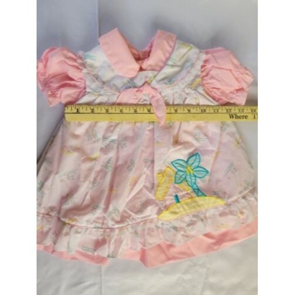 Vintage Mayfair Dress Girls sz 24 Months Easter Spring Nautical Boats Palm Tree - Picture 5 of 10